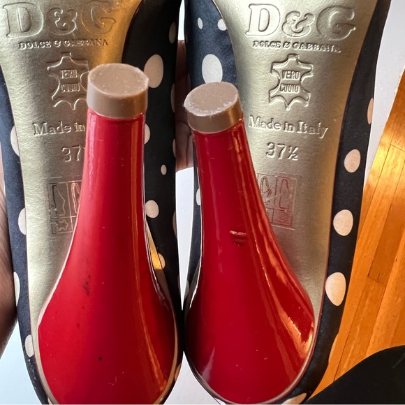 Dolce & Gabbana Black and White Polka Dot Peep Toe Pumps - Picture 8 of 10